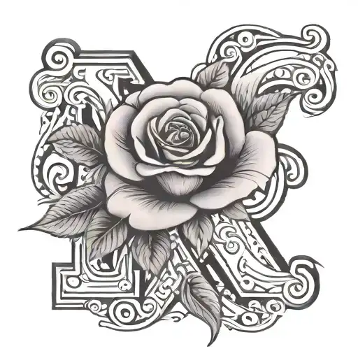 Letters Rjf With Rose