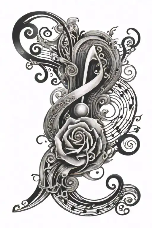 Girl Music Notes Swirling
