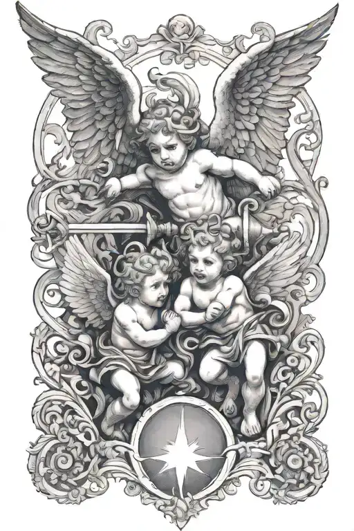 Cherub Angels Fighting Demons