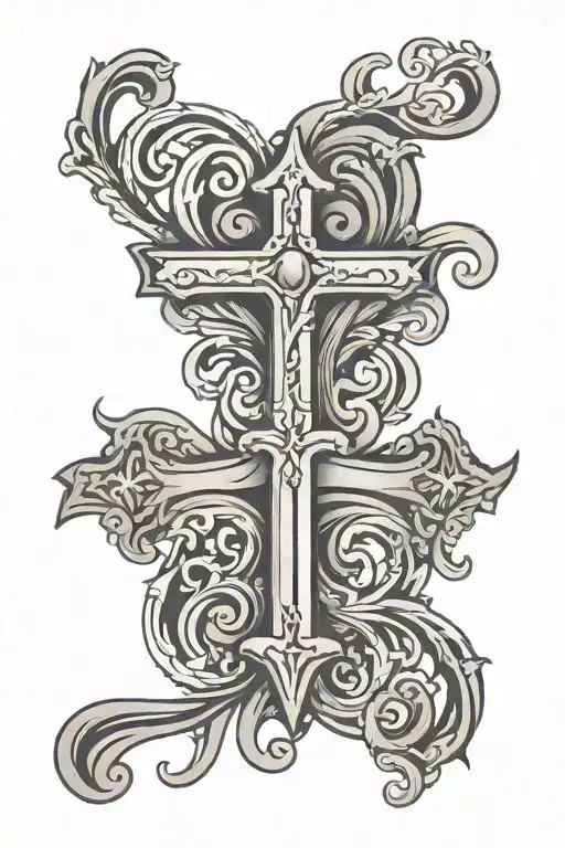 Name Lettering Tattoo Cross Pattern Inspired