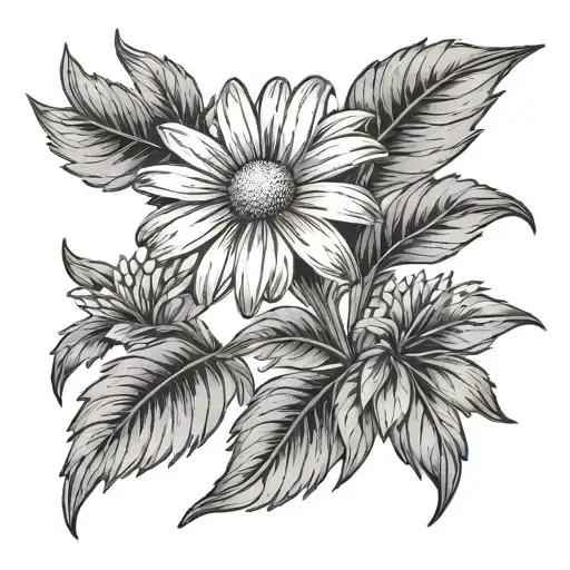 Daisy With Stem And Leaves