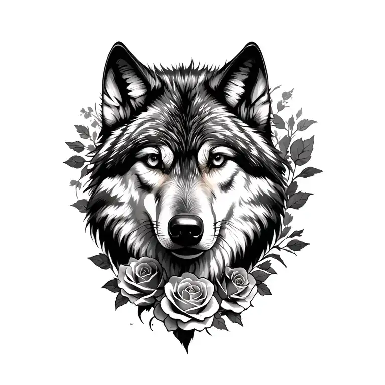 Wolf Blended By Roses