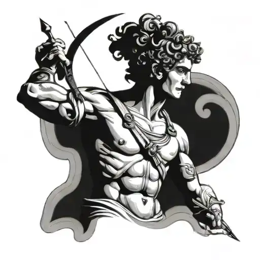 Greek God Apollo Holding Bow And Arrow
