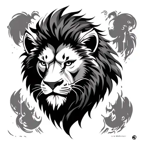 Lion Wirh Samurai Warrior