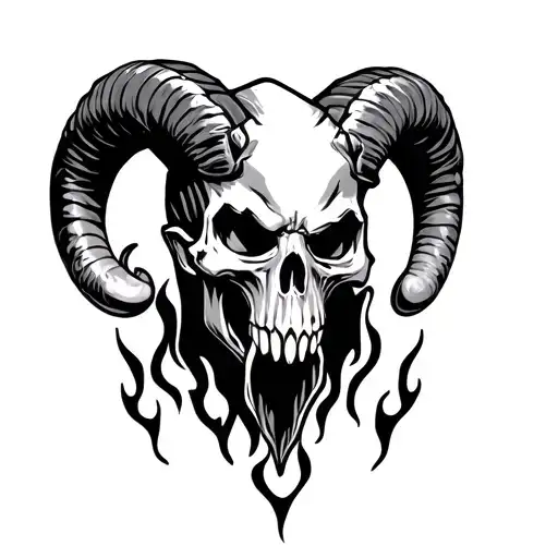 Grim Reaper Ram Horns With Flames