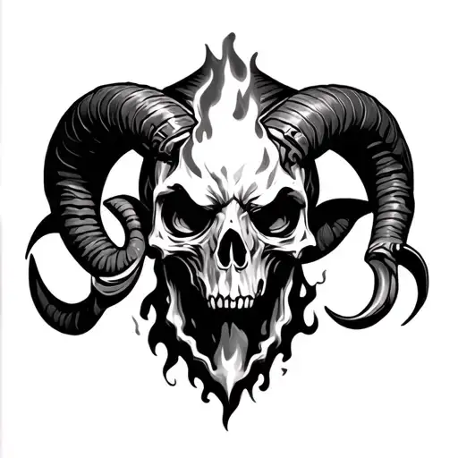 Burning Grim Reaper Ram Horns