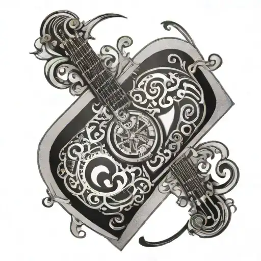 An Intricate Diamond Pattern Incorporating Symbols Of Family And Music