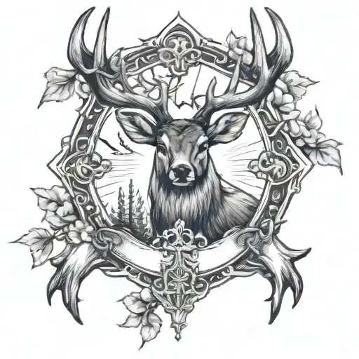 Cross With Deer Antlers