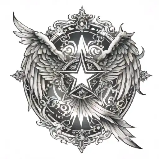 Angel Wings With Star In The Middle