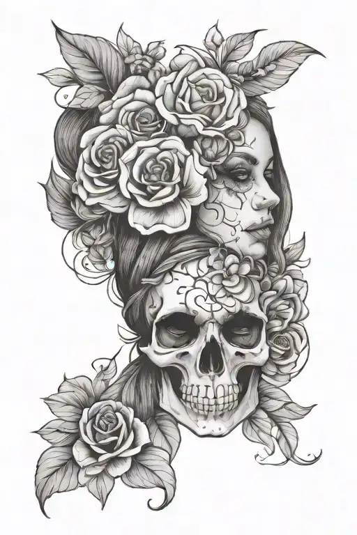 Half Girl Half Skull Flower Headband