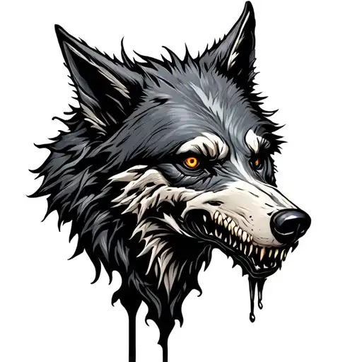 Zombie Wolf Head