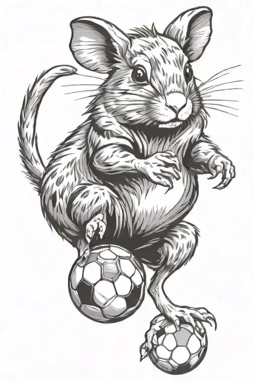 A Degu Or Hamster Playing With A Soccer Ball