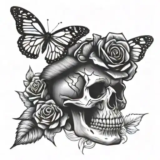 Skull And Roses Monarch Butterfly