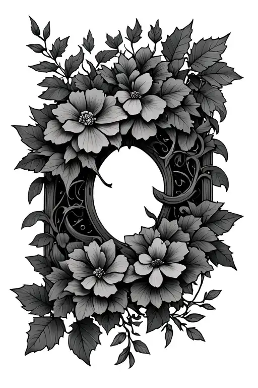 Woodlands Themed Gothic Tattoo With Ivy And Flowers