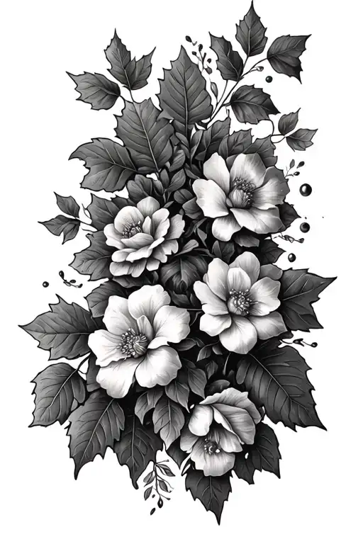 Woodlands Themed Gothic Tattoo With Ivy And Flowers