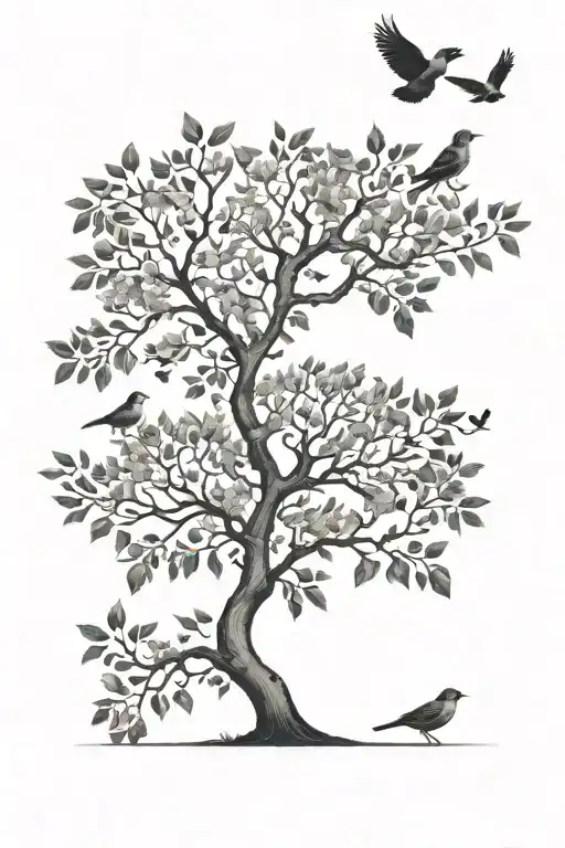 Leaf Less Tree With Birds Around It