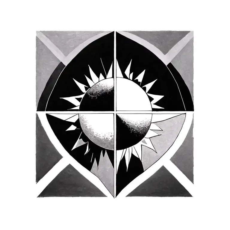 Imperfect Octagram Sun Shown With Triangles