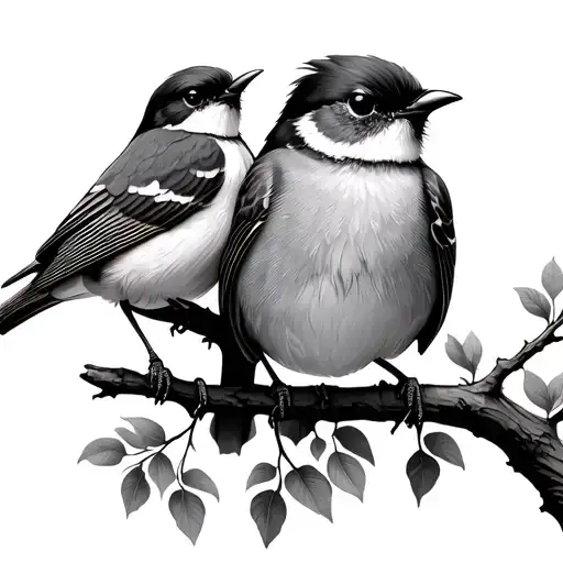 Robin And Swallow On Branch