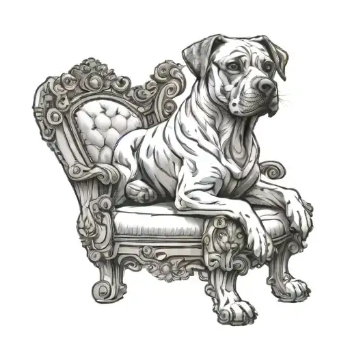 Muscular Dog On A Throne