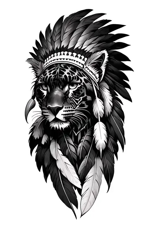 Black Jaguar Eagle Feather Headdress