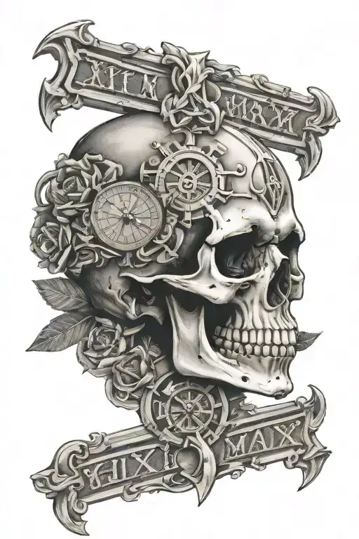 Roman Numerals Representing Important Dates Skull Surrounded