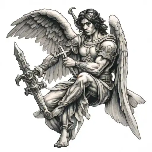 Michel Arch Angel Holding A Sword