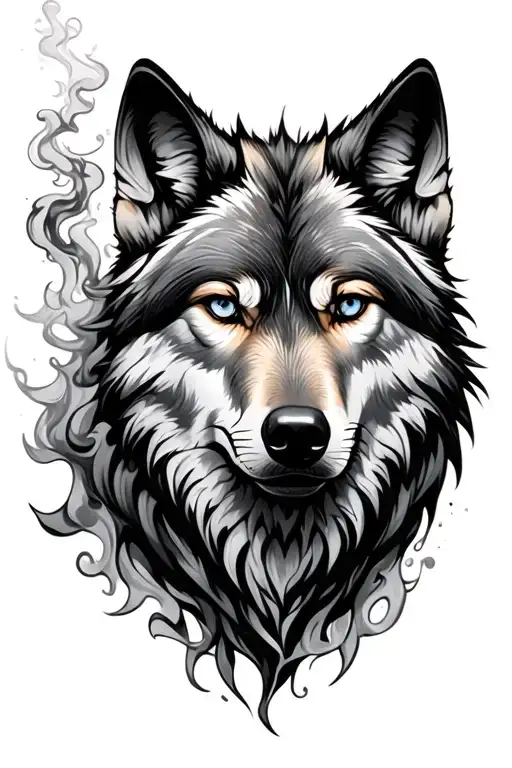 Wolf And Smoke Forming The Shape