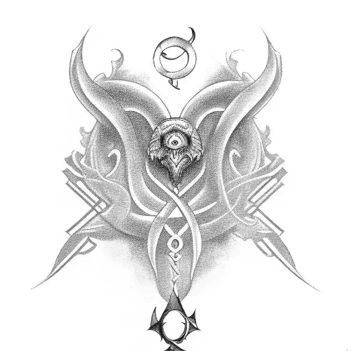 An Aquarius Symbol Incorporated Into A Black And Grey Ornamental Piece