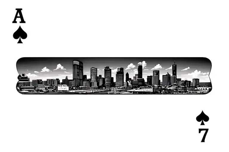777 With Playing Card Las Vegas Skyline