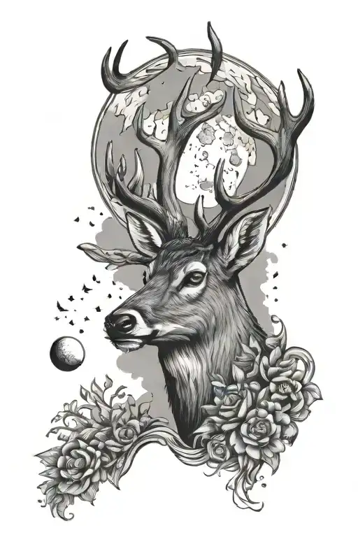 Deer And Moon
