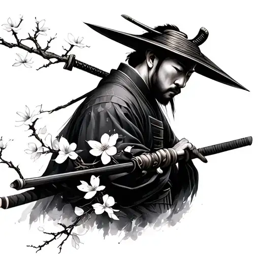 Samurai And Cherry Blossom