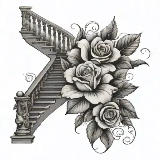 Stairway To Heaven With Roses Mayflowers Hibiscus