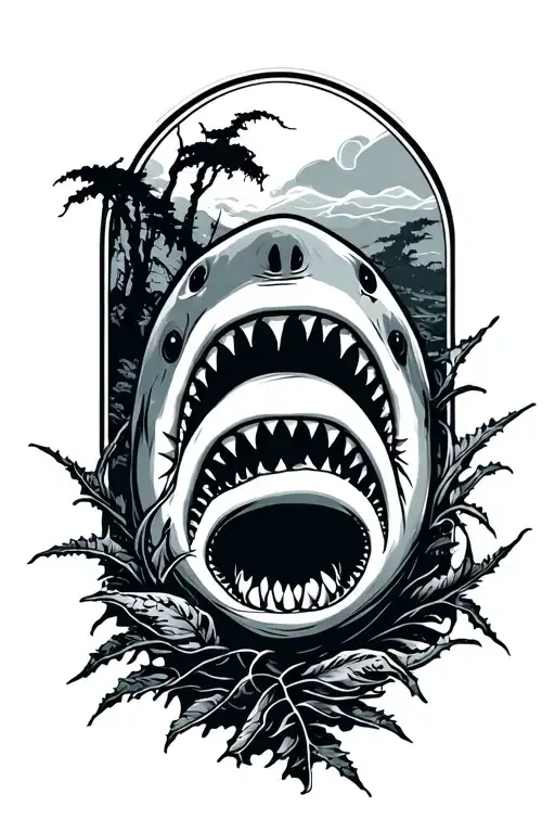 Shark With Kelp Forest Monterey Logo