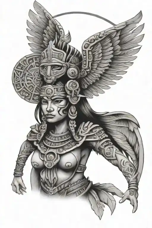 Female Mayan Warrior With Wings