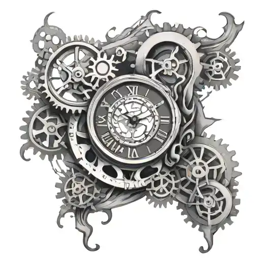 Melted Clock With Gears Intertwined