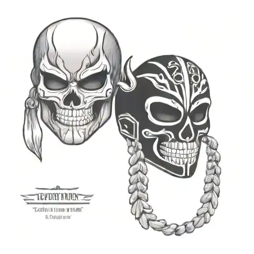 Skull And Luchador Mask Split In Half