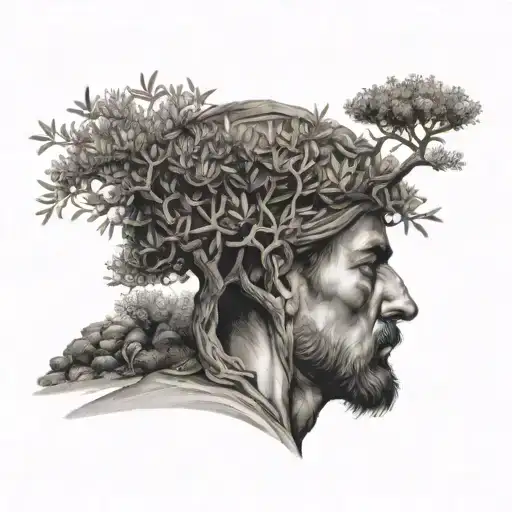 Man On Hill With Olive Tree