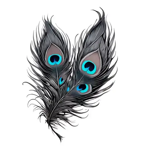 Peacock Feather Transforming Metal Into A Phoenix