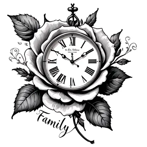 Rose Clock And Inscription Family