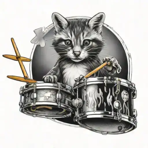 A Realistic Portrait Of A Favorite Animal Playing The Drums