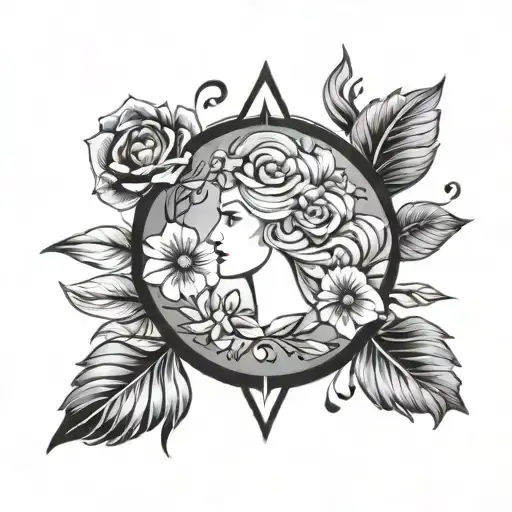 Virgo Women Flower Gem Stone Surrounded