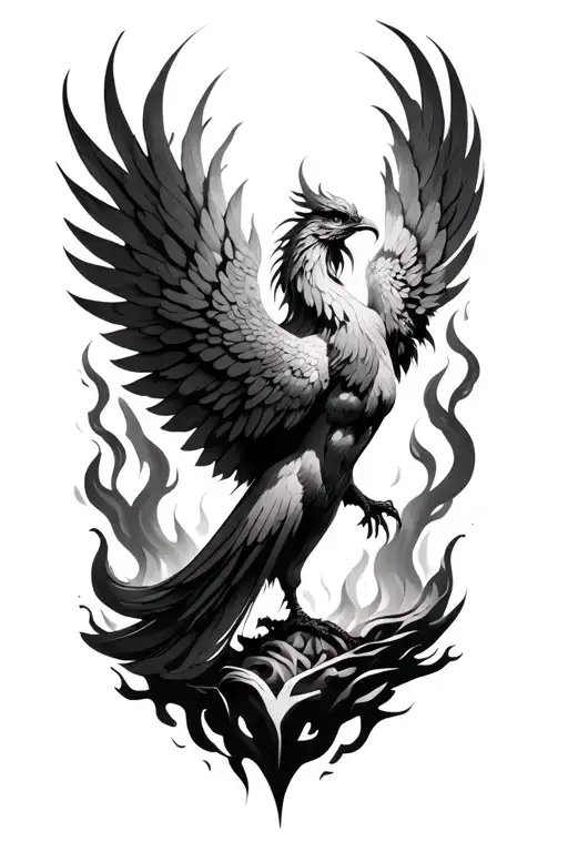 Feminine Phoenix Rising From The Ashes