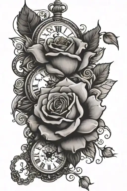 Rose And Pocketwatch And Eye