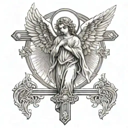 Angel On Cross With Rosary