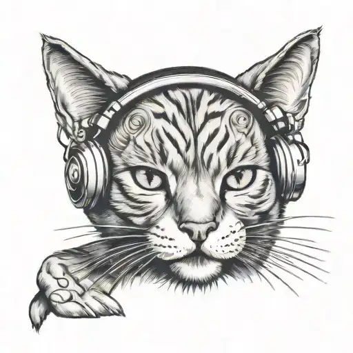 Cat Wearing Headphones