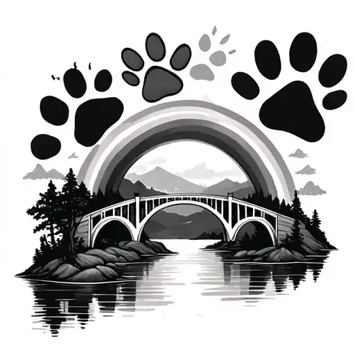 Paw Prints And Rainbow Bridge