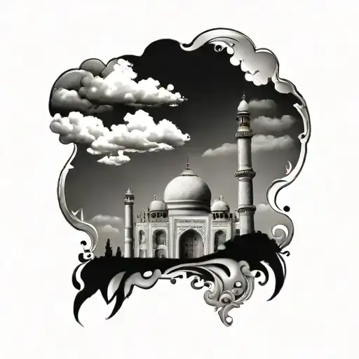 Mom Name On Left Arm With Clouds And The Taj Mahal And Add Little Details