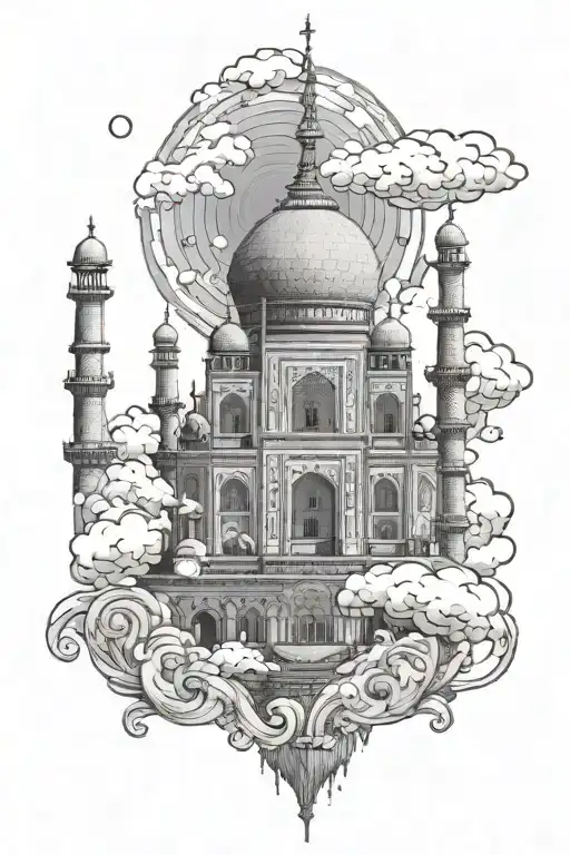 Mom Name On Left Arm With Clouds And The Taj Mahal And Add Little Details