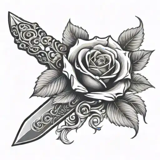 Jaw Bone Obsidian Dagger With Black Rose Wrapped Around It