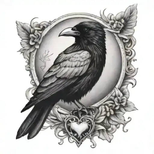Edgar Allan Poe Raven And Heart At Bottom